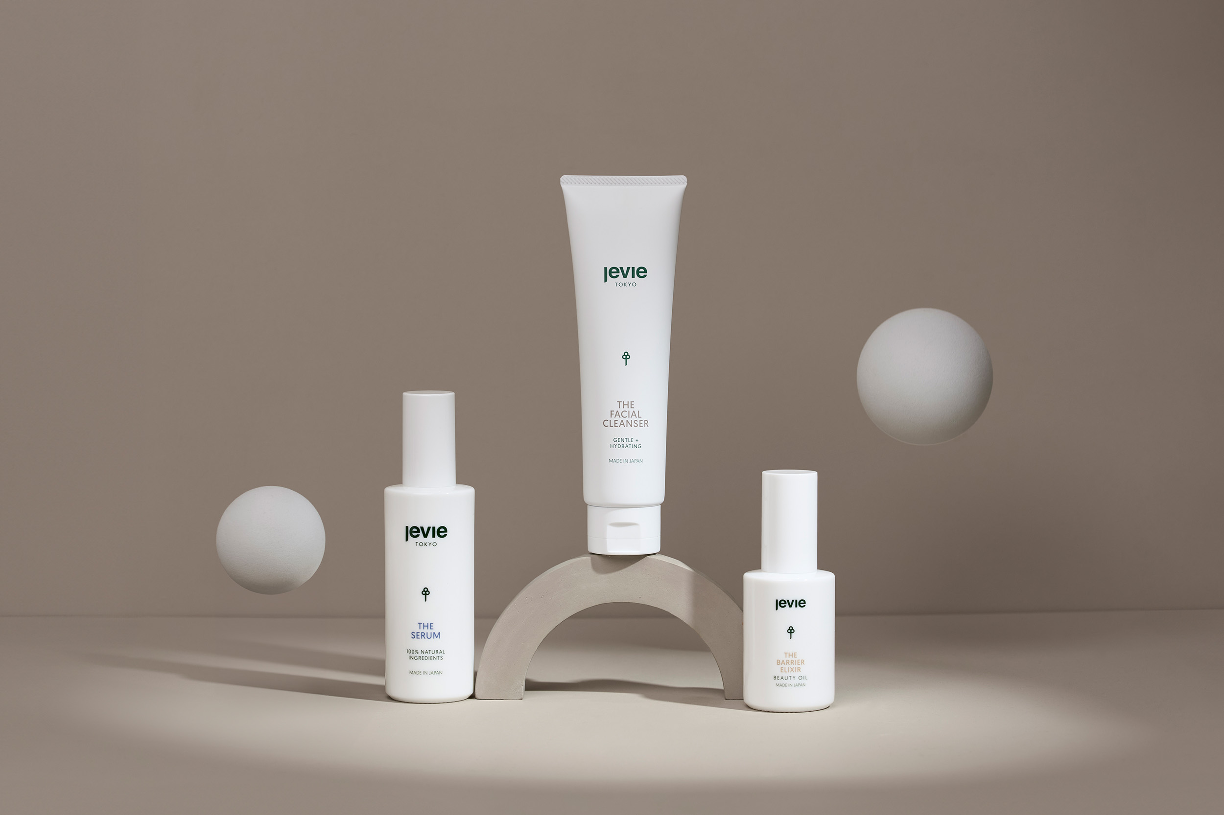 Product photography for Jevie Skin - skincare product with elegant presentation and refined styling